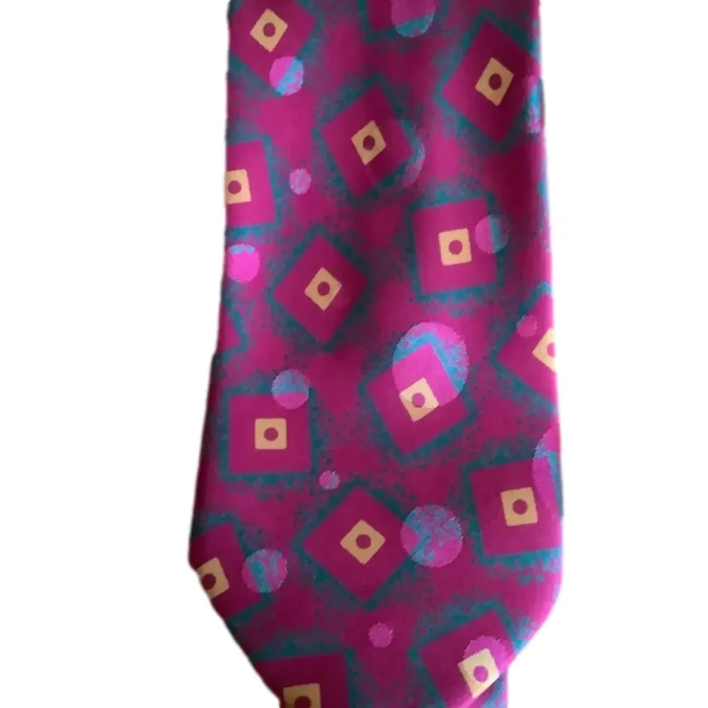 Hugo boss mens tie geometric print multicolored 100% silk neck tie