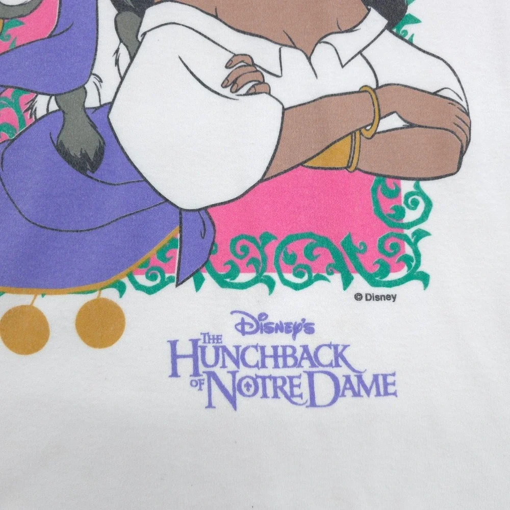 Disney Hunchback of Notre Dame Esmeralda Raglan Shirt Kids White Vintage 10-12