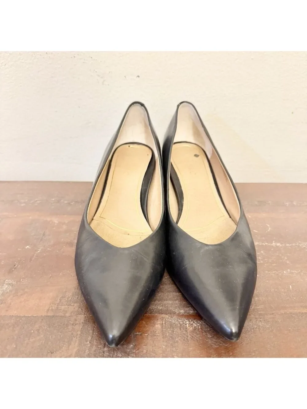 Vionic Josie Black Leather Pointed Toe Kitten Heel Pumps Womens 9