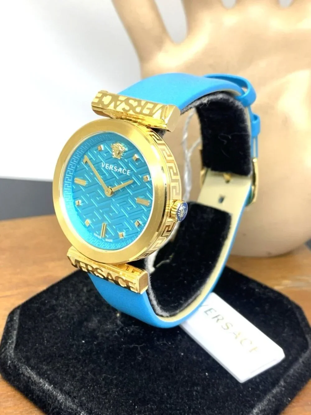 Versace Women's Watch VE6J00323 Regalia Swiss Quartz Gold Turquoise Leather 34mm