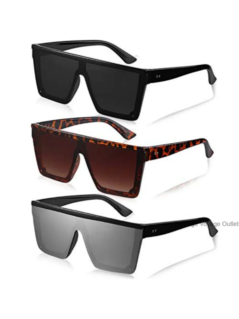 Oversized Square Sunglasses for Women Men 3 Pack Retro Shield