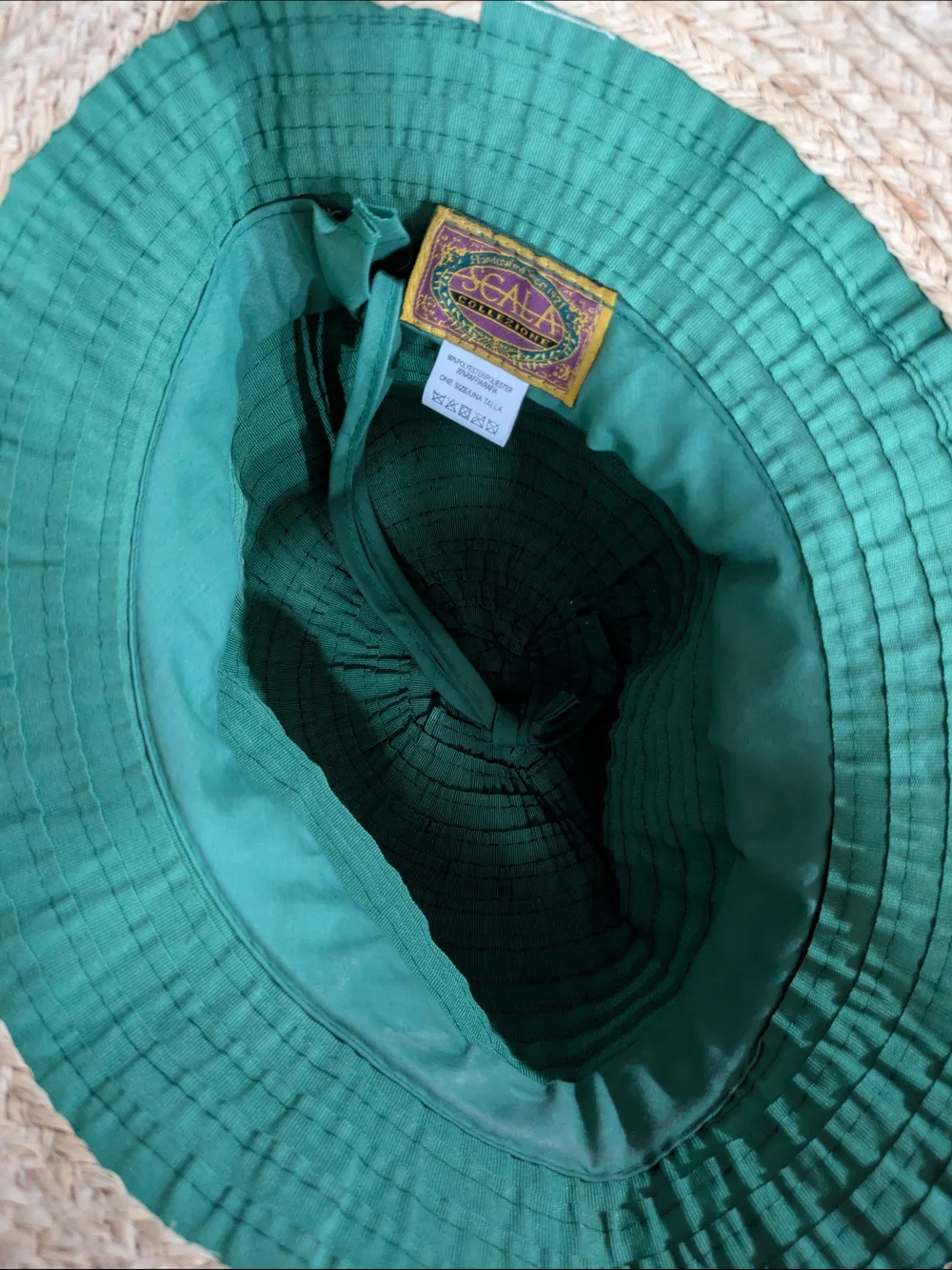 Scala Green Sun Hat with Natural Straw Trim