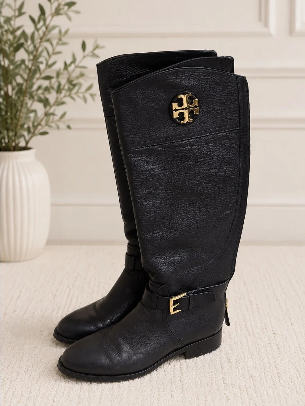 Tory Burch Black Leather Riding Boots