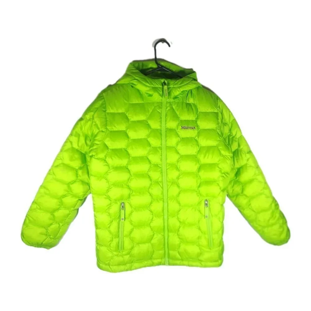 MARMOT Girls Ama Dablam XL Green 700 fill Down FullZip Hooded Puffer Jacket