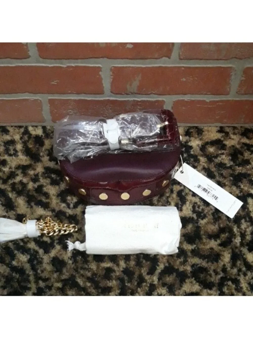 Hammitt Neil Belt & Convertible Clutch Purse Fanny Handbag Maroon Red Gold NEW