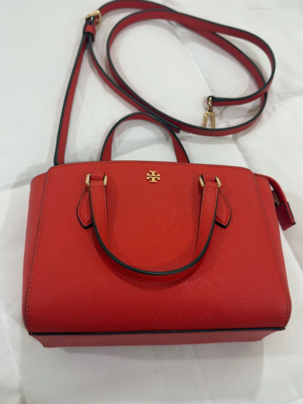 Tory Burch Red Orange Mini Satchel with Wallet