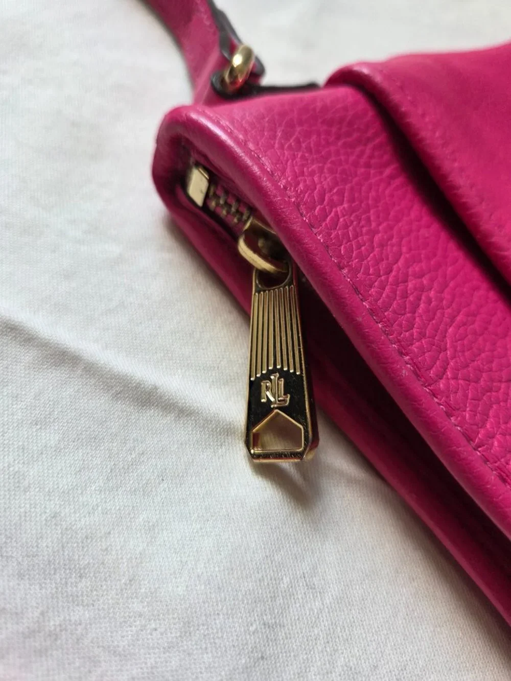 Ralph Lauren hot pink leather crossbody shoulder strap purse