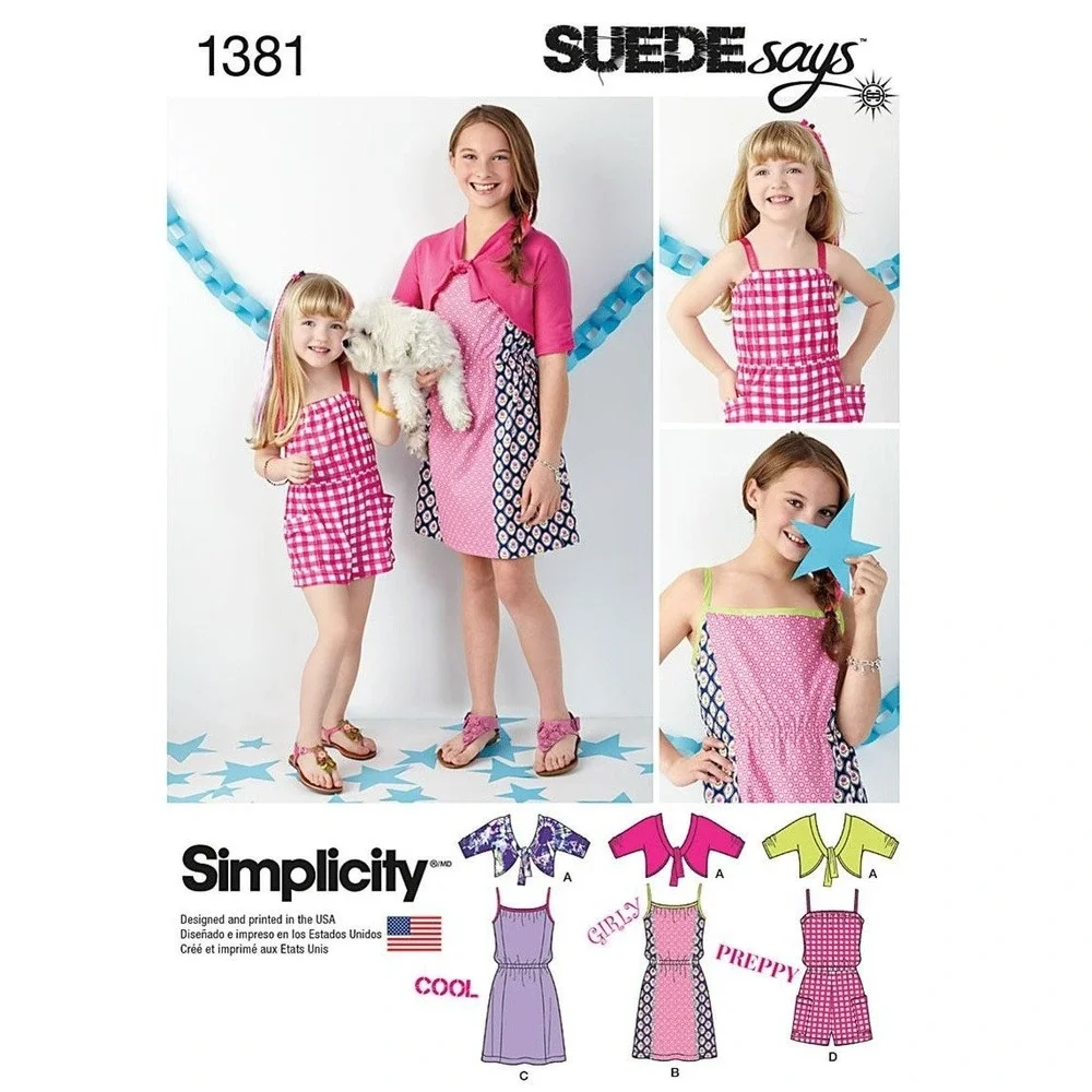 Simplicity‎ Sewing Pattern 1381 Girls Dress Romper Cardigan Size 3-6 UNCUT