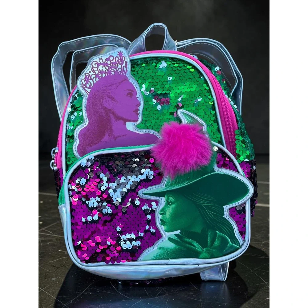 Wicked Movie Glinda Elphaba Mini Backpack Sequin Green Pink‎ Universal Studios