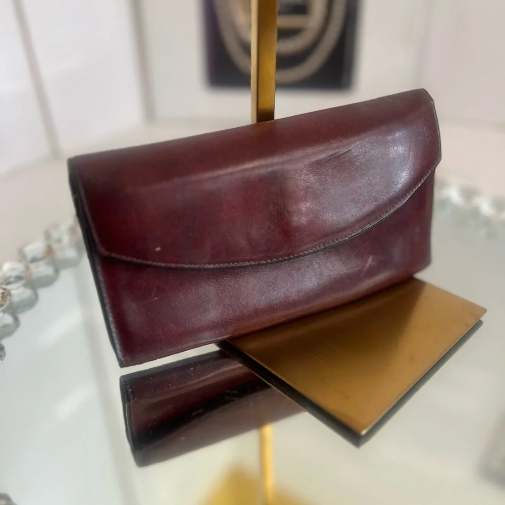 Rolfs Vintage Cowhide  burgundy Leather Checkbook Wallet
