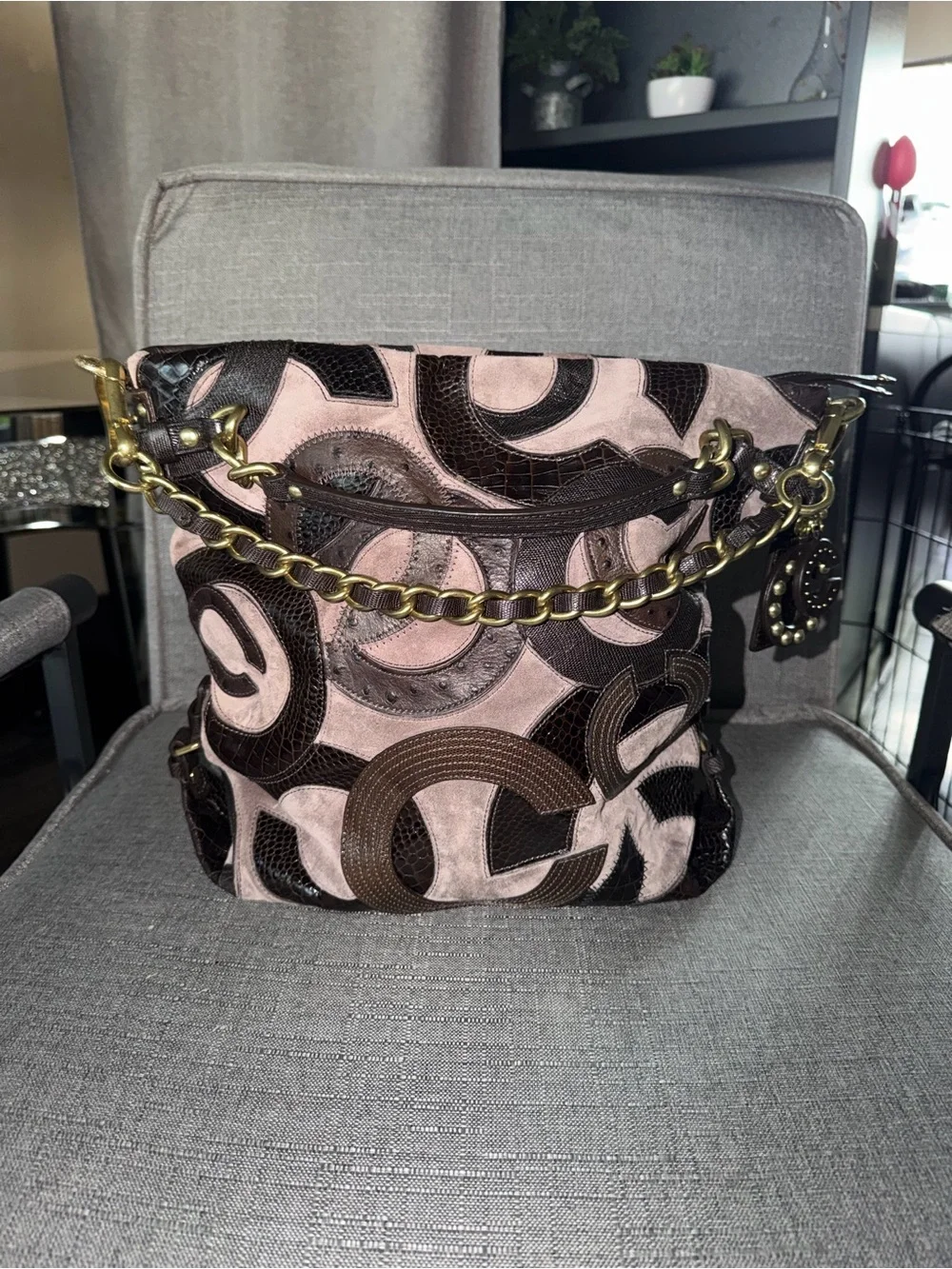 Coach interior gold satin