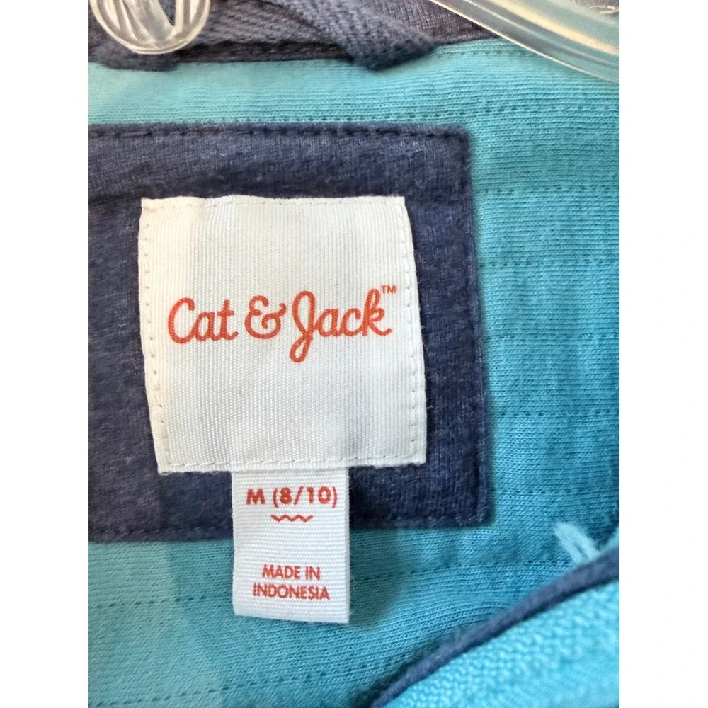 Cat & Jack Boys Blue Quilted Quarter Zip Pullover Sweater Size M 8/10