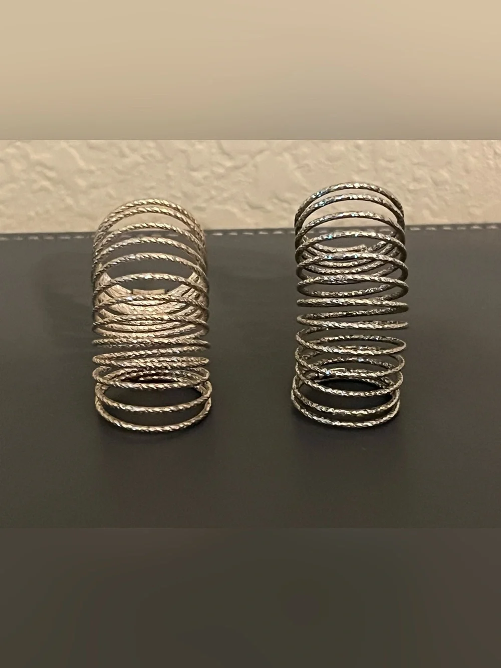 Sterling Silver Textured Coil Rings sz 6 and size 8