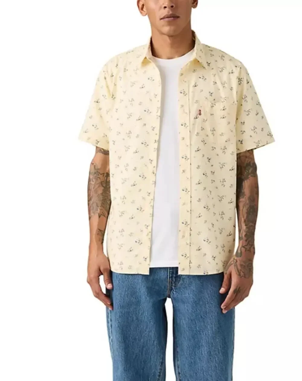 Levi's Floral Print Short-Sleeve Button-Down Camp Shirt Size XXL yellow