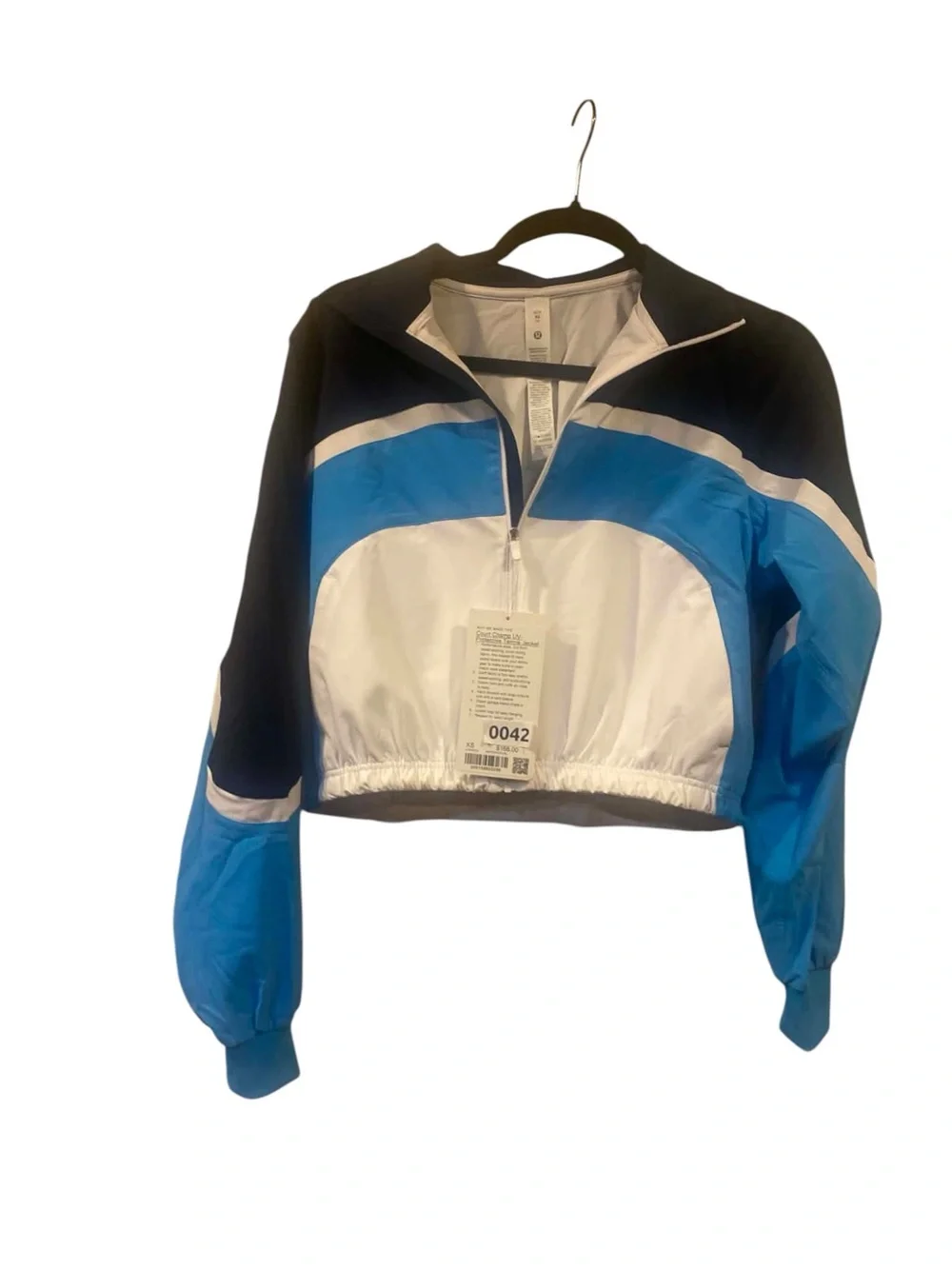 NWT Lululemon Court Charm UV Protective Tennis Jacket OCEAN BLUE/WHITE Size XS