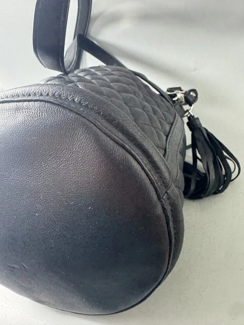 Claudie Pierlot Black Leather Quilted Bucket Bag
