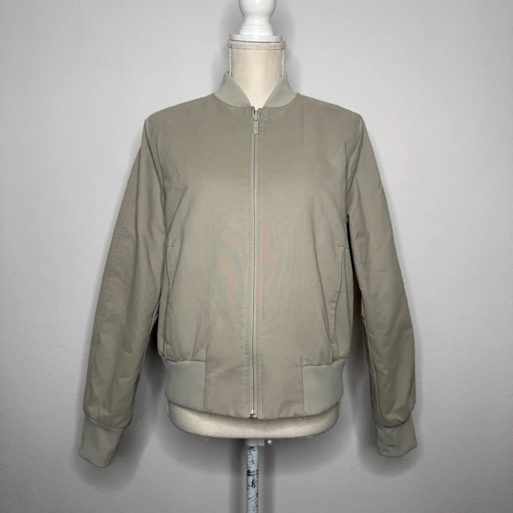 Lululemon Non Stop Bomber Jacket Raw Linen Reversible Quilted Nylon Size 10