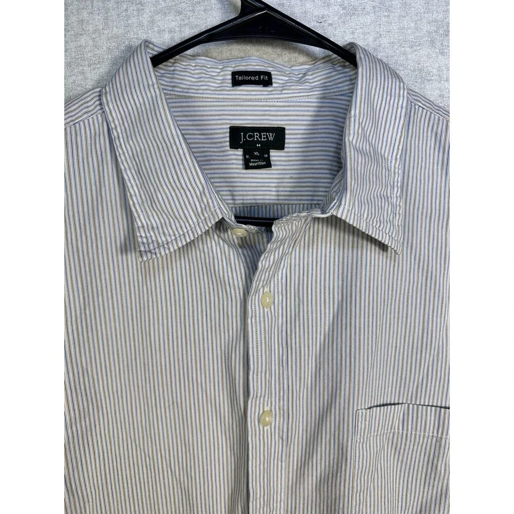 J. Crew Tailored Fit Button Down Shirt 100% Cotton Preppy Striped Mens Size XL