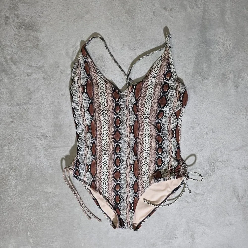 Kona Sol Womens One Piece Bathing Suit Leopard Sz XL
