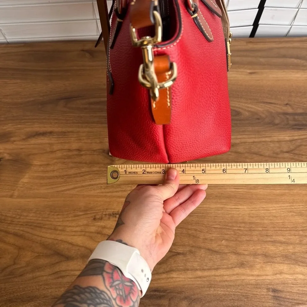 Dooney & Bourke Pebbled Leather Satchel Red Crossbody Bag Gold Hardware