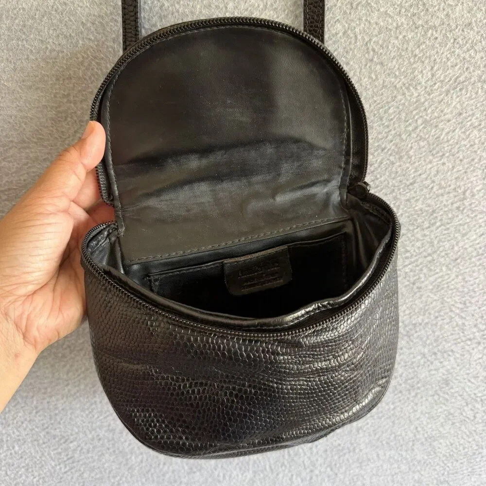 Ann Taylor Vtg Crossbody Mini Bag Lizard Reptile Embossed Leather Made in Italy