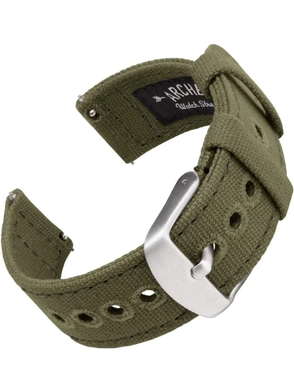 Stylish Canvas Quick Release Watch Straps in Faded Olive - 20mm Adjustable Bands