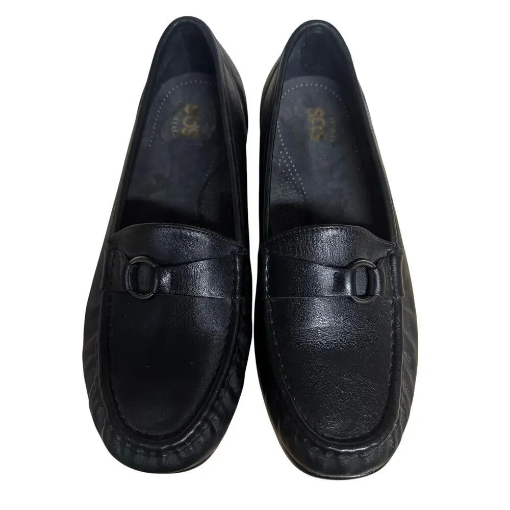SAS Jewel Black Leather Loafers Comfort Diabetic Shoes Size 9