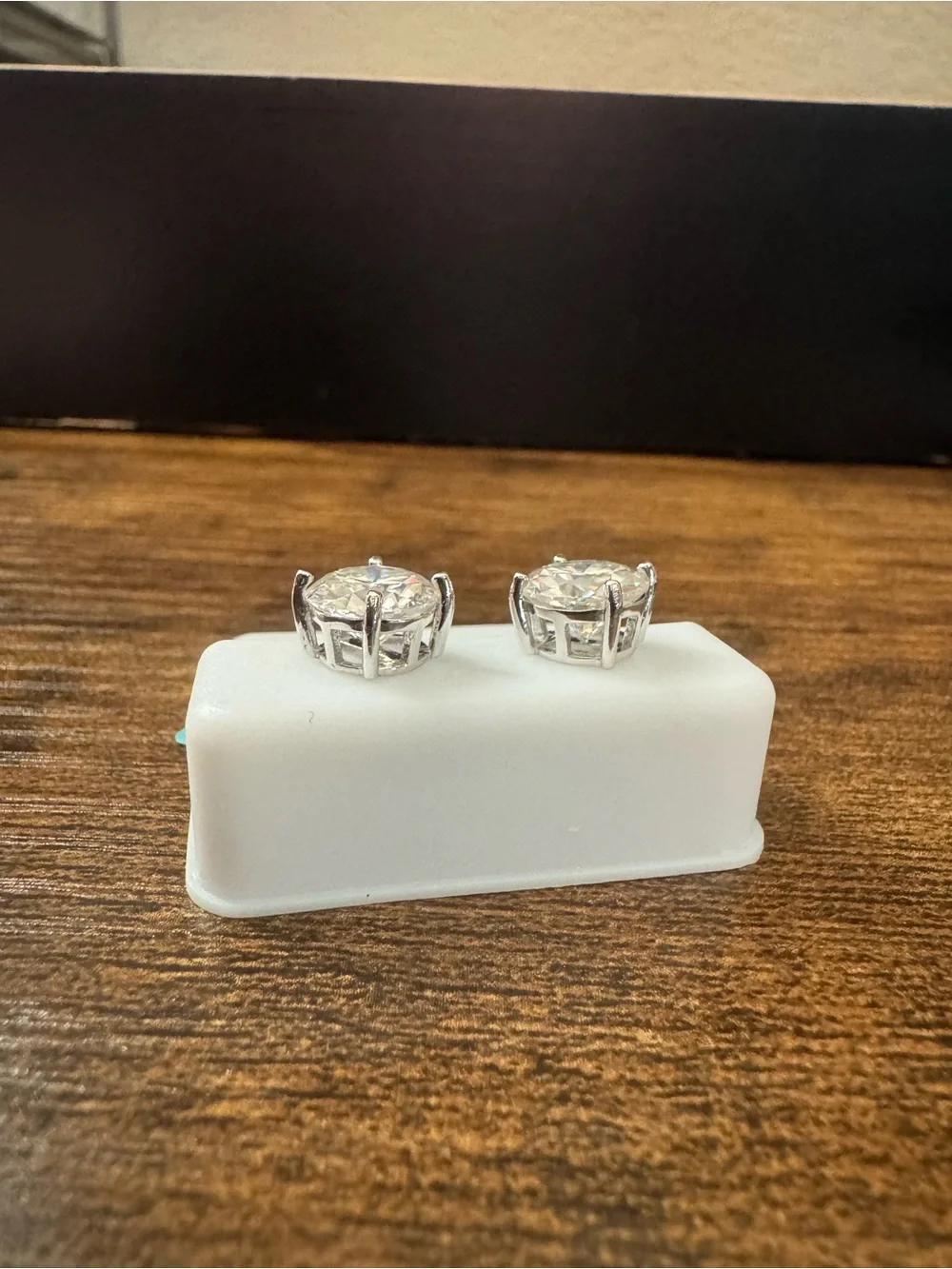 Round 6.0 ct Moissanite Stud Earrings - Sparkling Silver Tone