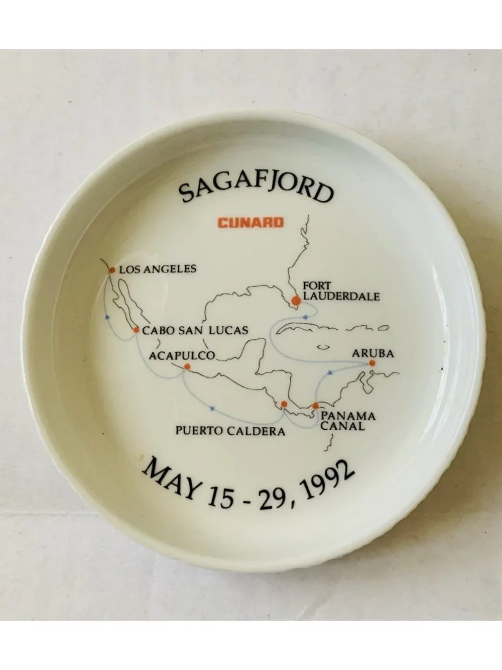 9 Rosenthal Vistafjord Cunard Coaster Ashtray Germany Souvenir Vintage Sagafjord