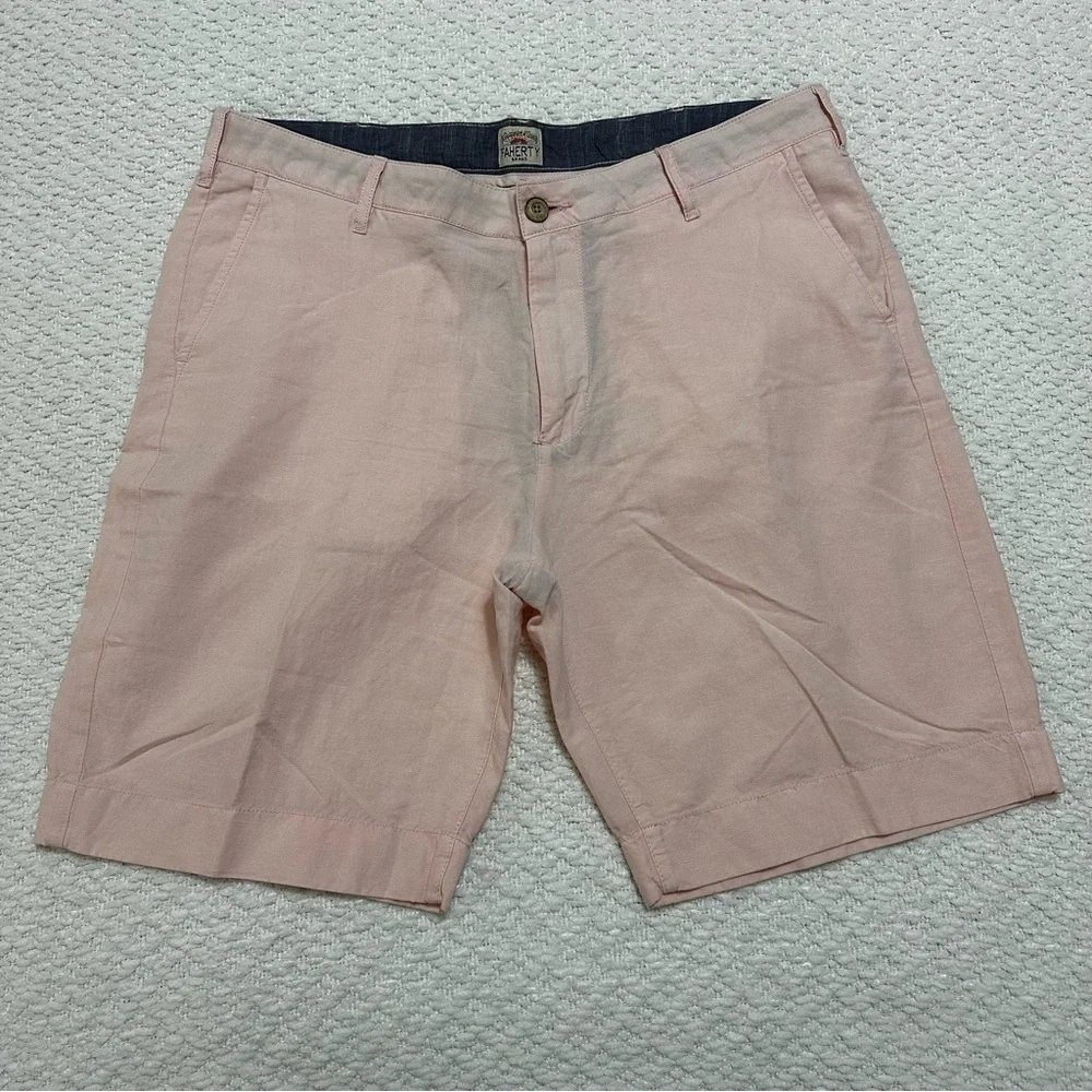 Faherty Malibu Chino Shorts Summer Pink Linen Cotton Men’s Size 34