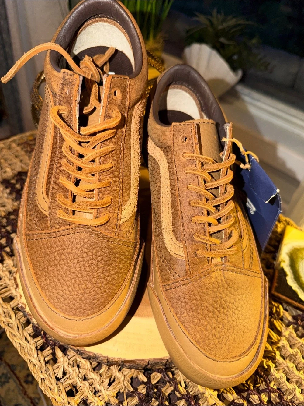 Vans Premium Old Skool LX Houston Chipmunk Brown Leather Sneakers M6.5 W8