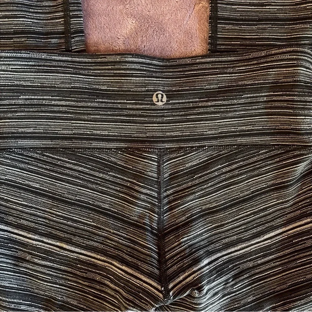 Lululemon Wunder Under Crop High Rise Leggings Space Dye Black Grey White Size 4
