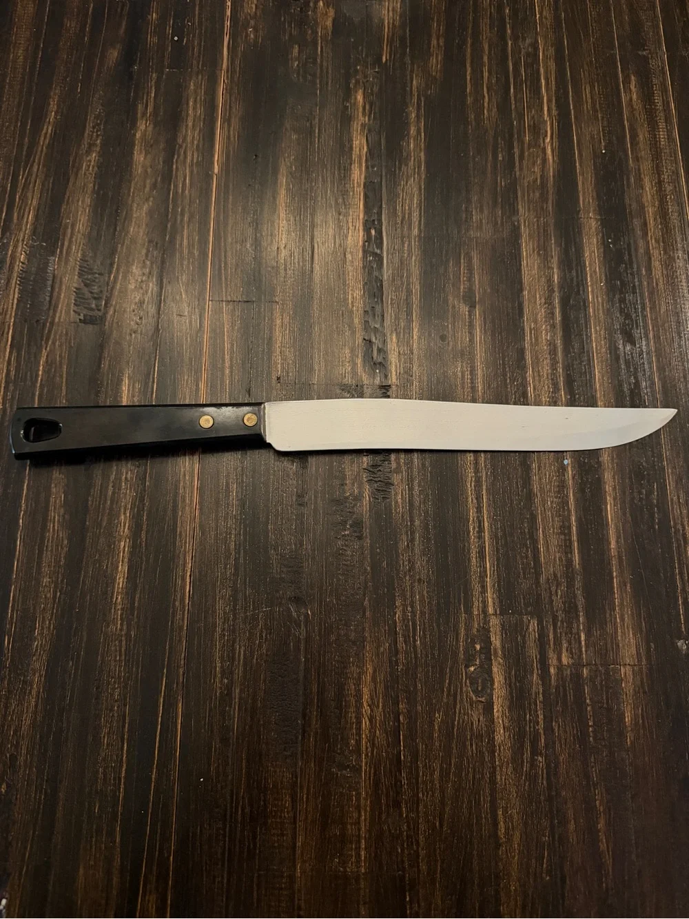 Vintage Royal Brand Sharp Cutter Stainless Steel 8” Blade Black Handle 12” Knife
