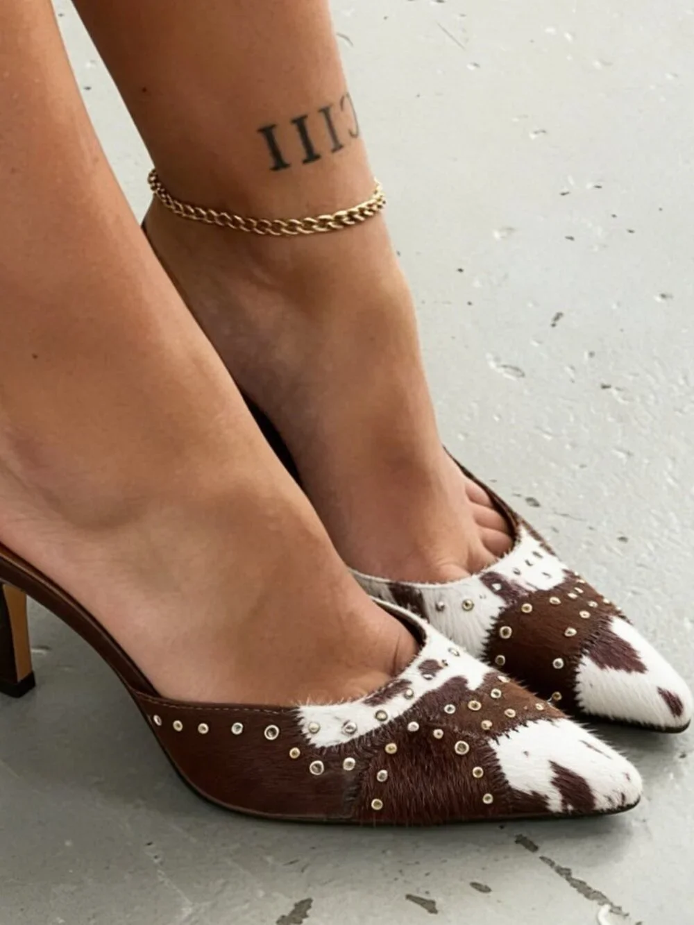 Black and White Sexy Women's Slip-On Mule Heels