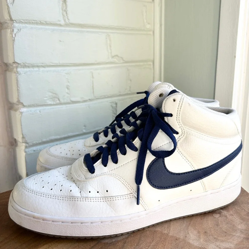Nike Men's Nike Court Vision Mid Sneaker Summit White Blue Void 9.5 Retro