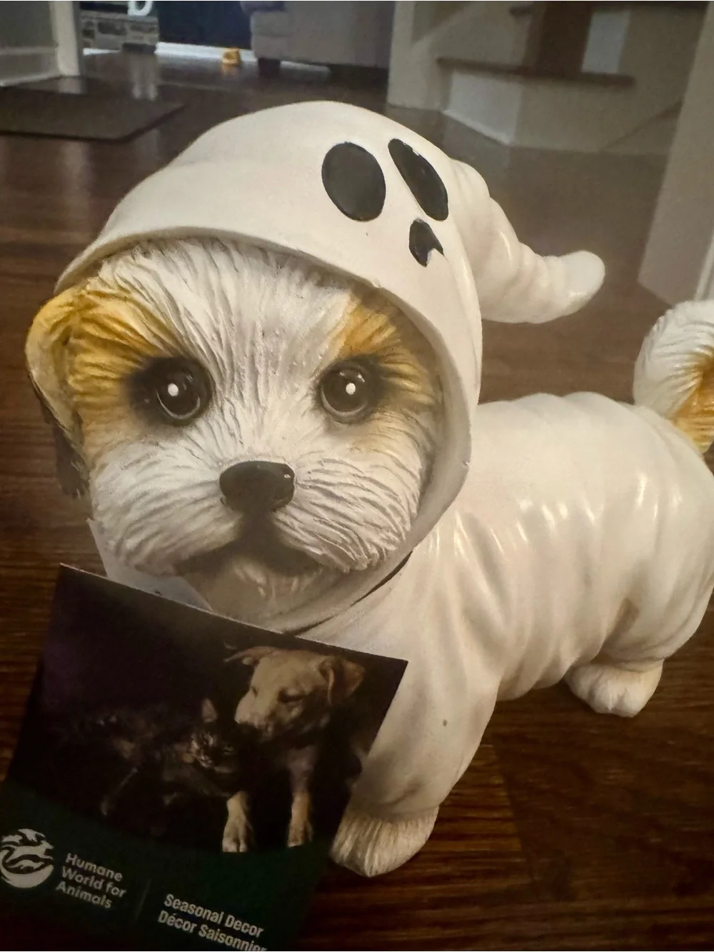 White Ghost Hooded Shitzu Dog Figurine