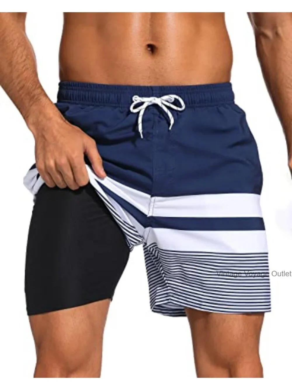 Men's Quick Dry Swim Trunks with Compression Liner, 2-in-1 Bathing Suit with