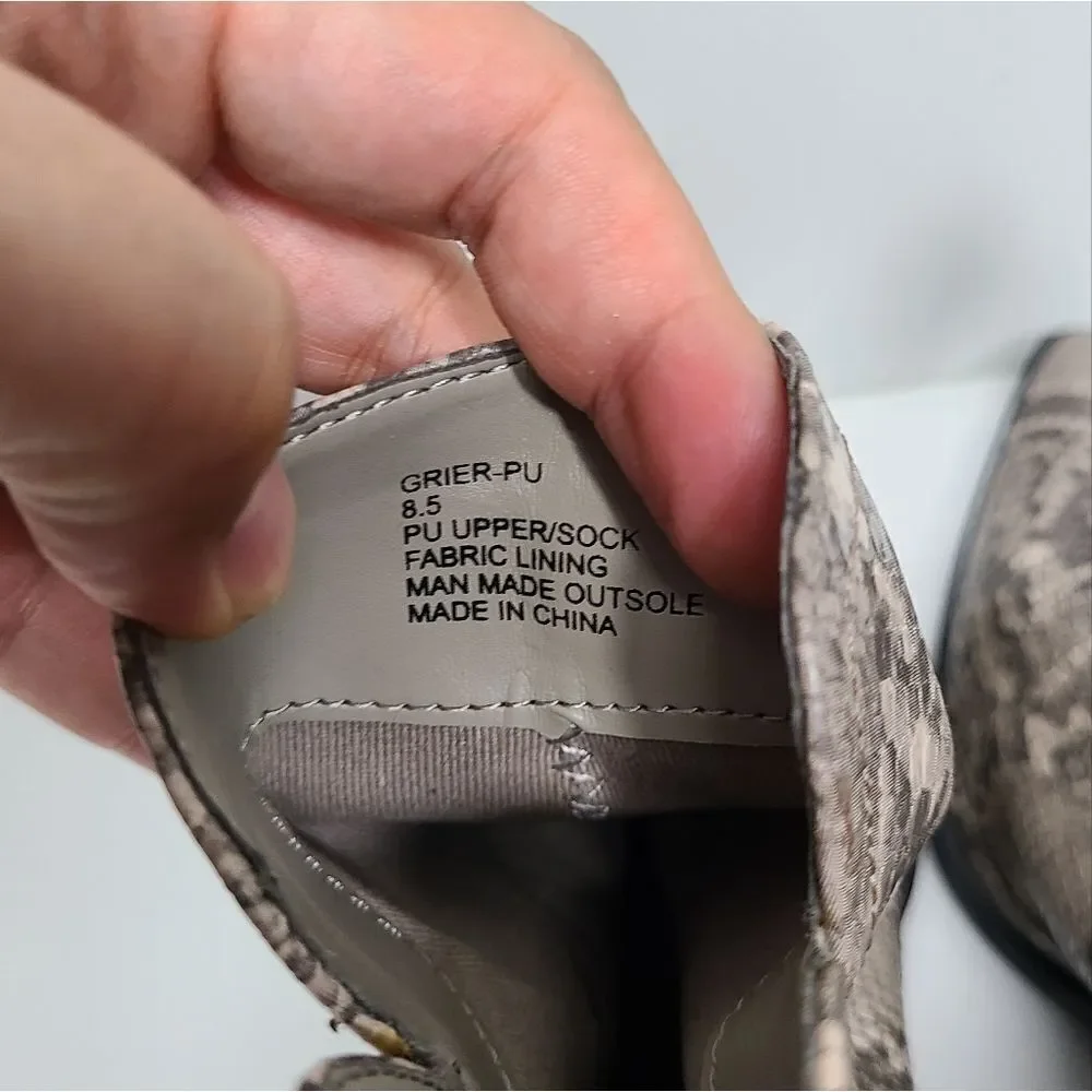 14th & Union Snakeskin Pattern Pointed Toe Ankle Boots/ Block Heel Size 8.5‎