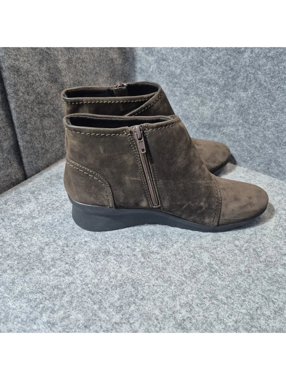 Cloudstepper By Clark Cadell Rush Leather Boots Zip Wedge Heel Size 9