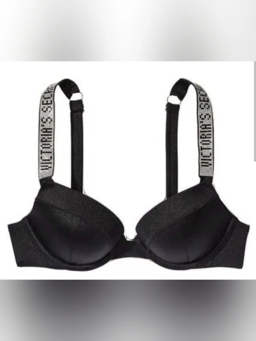 32D VS Swim Shine Strap Sexy Tee Bikini Top Black
