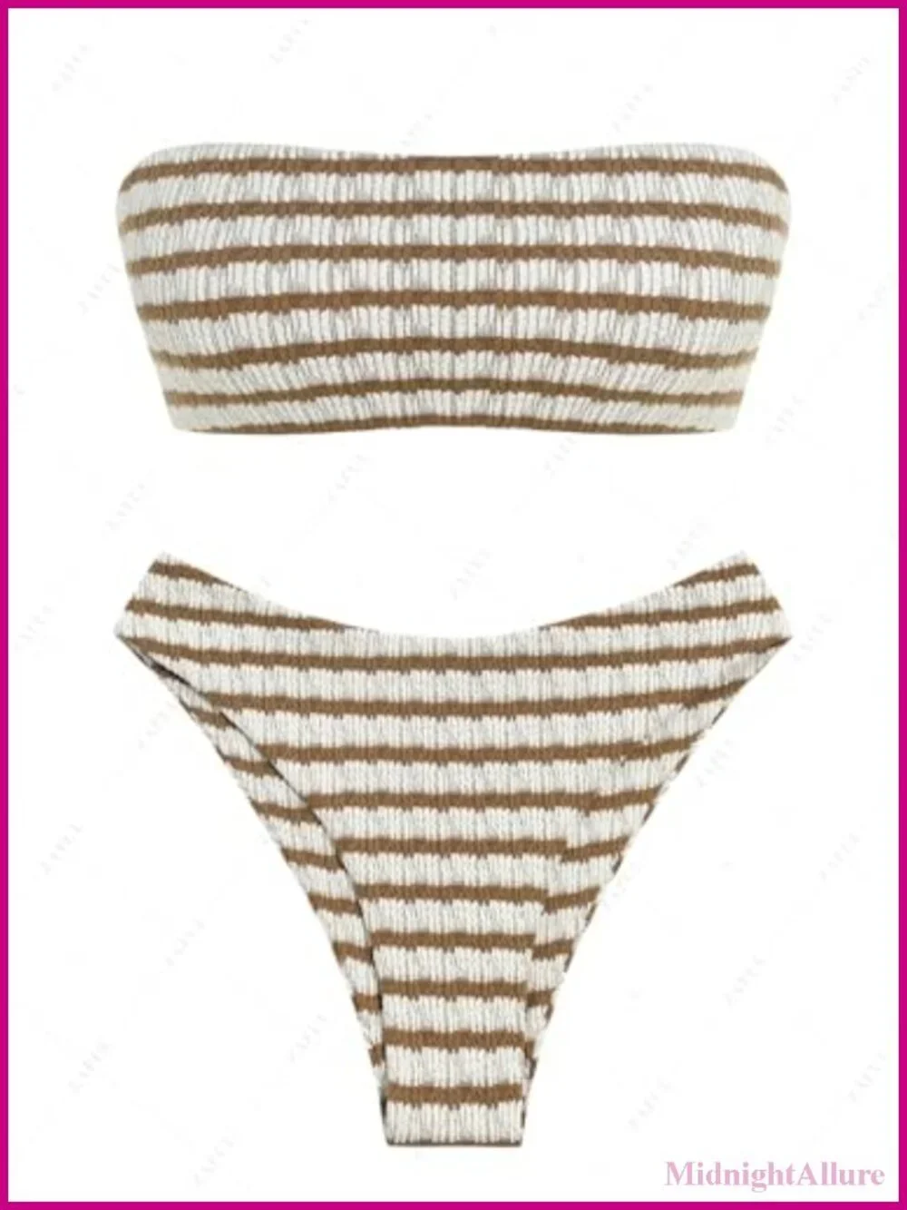 Strapless Bandeau Bikini Set High Cut Lace Up Two Piece Swimwear