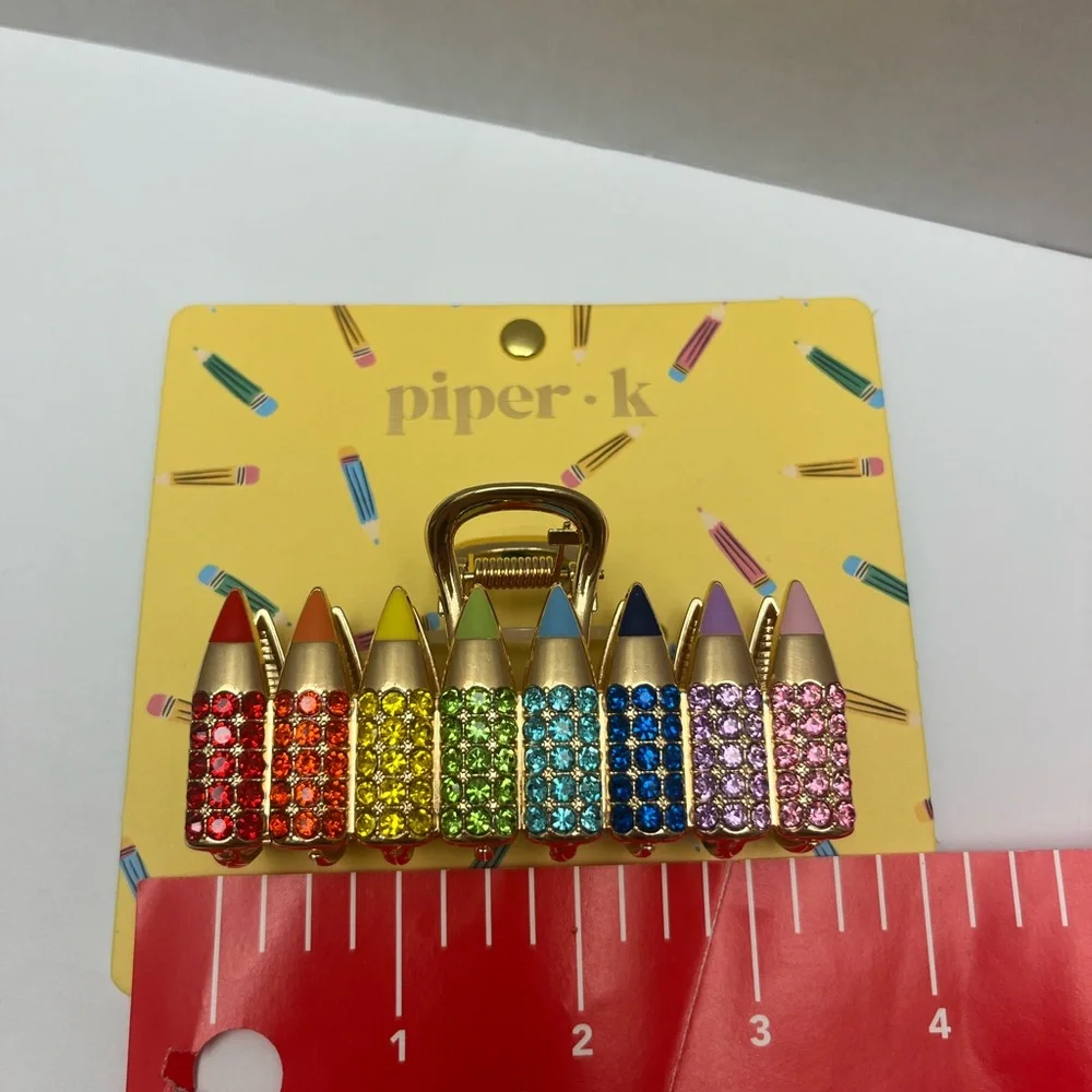 NWT ⚜️🌈⚜️ Piper K Gorgeous Rhinestone Multicolor Pencil Hair Clips