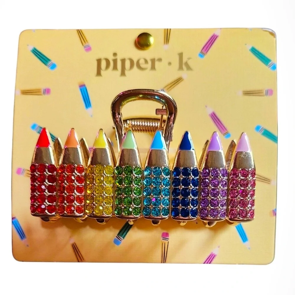 NWT ⚜️🌈⚜️ Piper K Gorgeous Rhinestone Multicolor Pencil Hair Clips