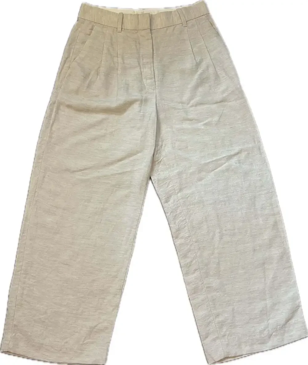 Wilfred Aritzia Linen The Effortless Pant Cropped Beige Quiet Luxury Office