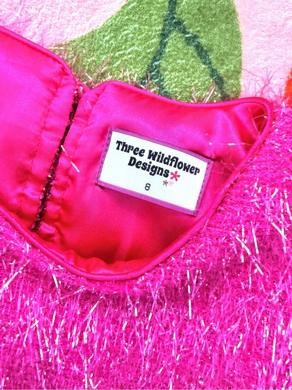 Girls' hot pink tinsel skirt set