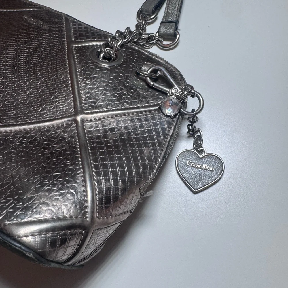 Calvin Klein Silver Metallic Embossed Bag