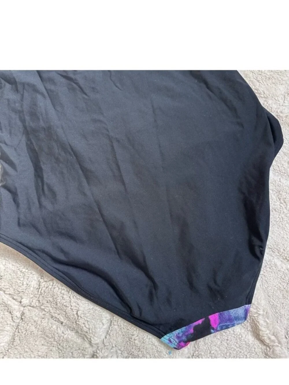 Calvin Klein | Black and Purple Monet Pleated One-Piece Swimsuit | Size 12