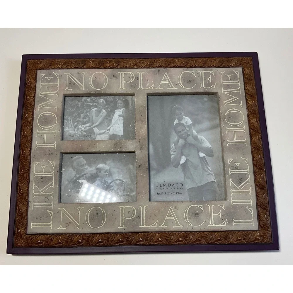 Demdaco Heartstone No Place Like Home 3-Opening Photo Frame Purple 77417 Stross
