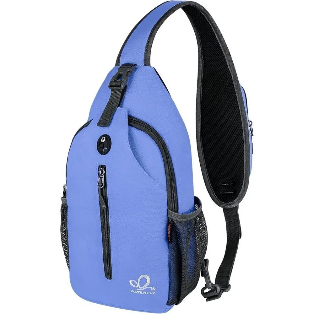 Men Sea Blue Crossbody Sling Backpack Sling Bag Travel Hiking Chest Daypack