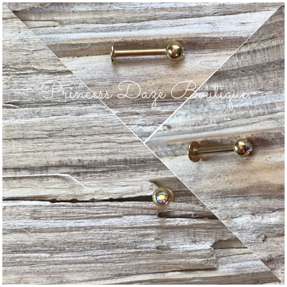 Gold Labret Monroe Lip Tragus Piercing‎